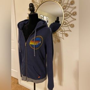 Aviator Nation Unisex Blue Zip Up Hoodie